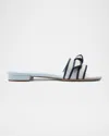Alexandre Birman Grosgrain-trim Raffia Mules In Serene Blueoceana