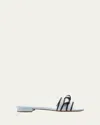 Alexandre Birman Grosgrain-trim Raffia Mules In Serene Blueoceana