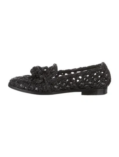 Pre-owned Alexandre Birman Raffia Lace Pattern Loafers In Black