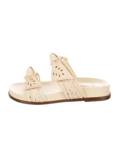 Pre-owned Alexandre Birman Raffia Lace Pattern Slides In Neutral