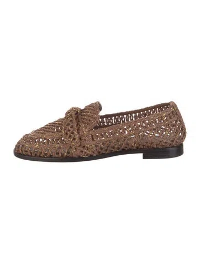 Pre-owned Alexandre Birman Raffia Loafers In Gold