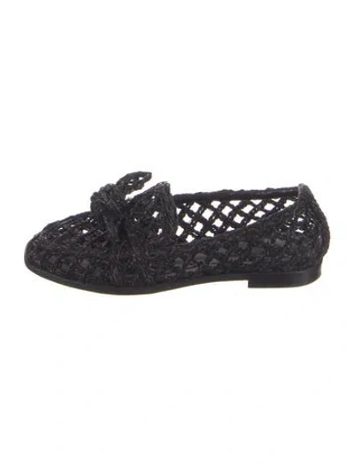 Pre-owned Alexandre Birman Raffia Moccasins In Black