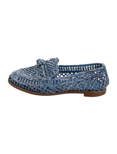 Pre-owned Alexandre Birman Raffia Patterned Loafers In Blue/metallic