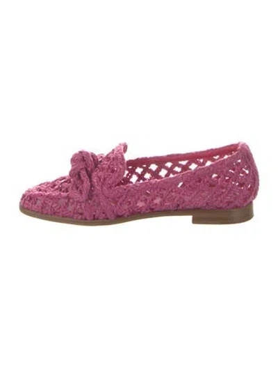 Pre-owned Alexandre Birman Raffia Patterned Loafers In Pink
