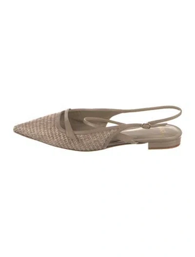 Pre-owned Alexandre Birman Raffia Patterned Slingback Flats In Neutrals