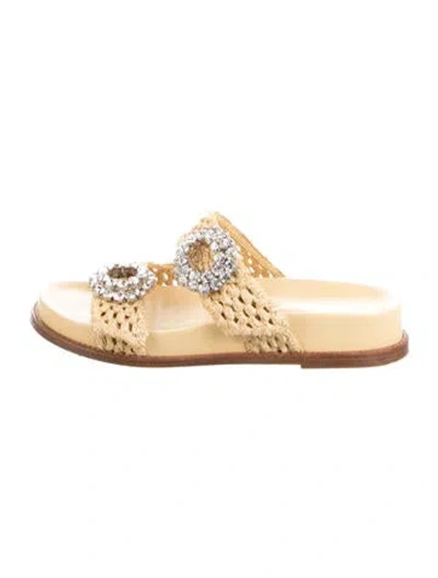Pre-owned Alexandre Birman Raffia Slides In Gold