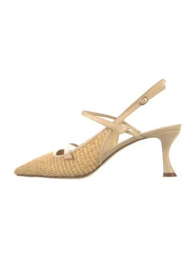 Pre-owned Alexandre Birman Raffia Slingback Pumps In Neutral
