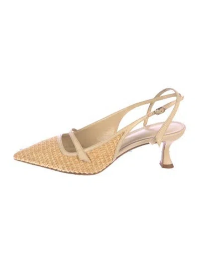 Pre-owned Alexandre Birman Raffia Slingback Pumps In Neutral