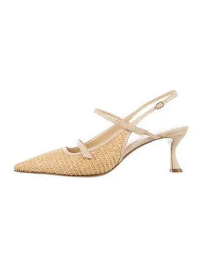 Pre-owned Alexandre Birman Raffia Slingback Pumps In Neutral