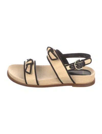 Pre-owned Alexandre Birman Raffia Slingback Sandals In Neutral