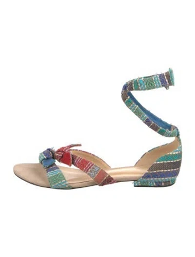 Pre-owned Alexandre Birman Raffia Striped Sandals In Blue