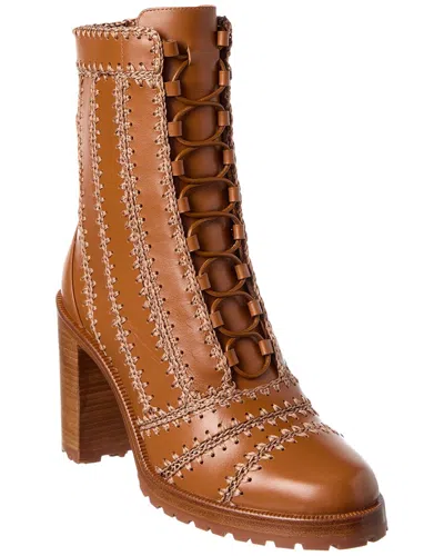 Alexandre Birman Regina Block 90 Leather Combat Boot In Brown