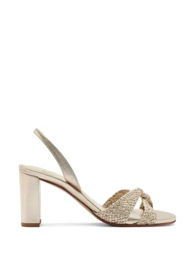 Alexandre Birman 75mm Sabrina Metallic Block Heel Sandals In Neutral