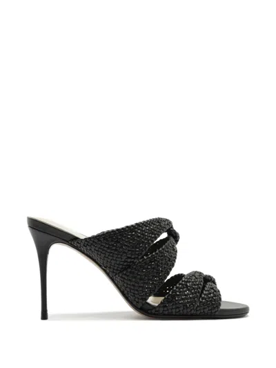 Alexandre Birman Sabrina Woven Leather Mules In Black