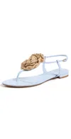 Alexandre Birman Sadie Flower Flats Serene Blue/natural In Serene Blue/natural