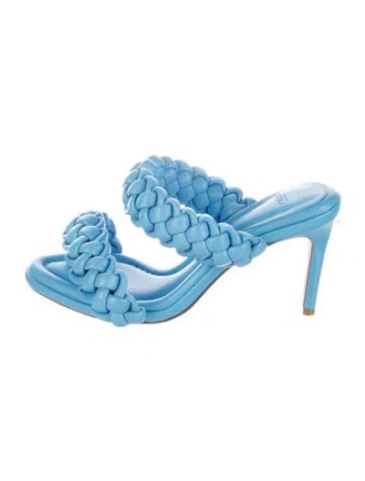 Pre-owned Alexandre Birman Saffiano Leather Slides In Blue