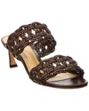 Alexandre Birman Sammy Braided Leather Dual-band Sandals In Brown