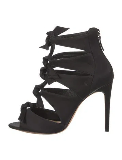 Pre-owned Alexandre Birman Satin Bow Accents Gladiator Sandals In Black