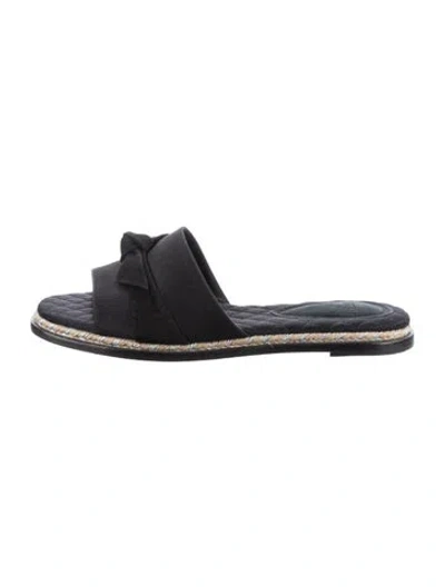 Pre-owned Alexandre Birman Satin Bow Accents Slides In Black