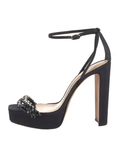 Pre-owned Alexandre Birman Satin Crystal Embellishments Sandals In Blue