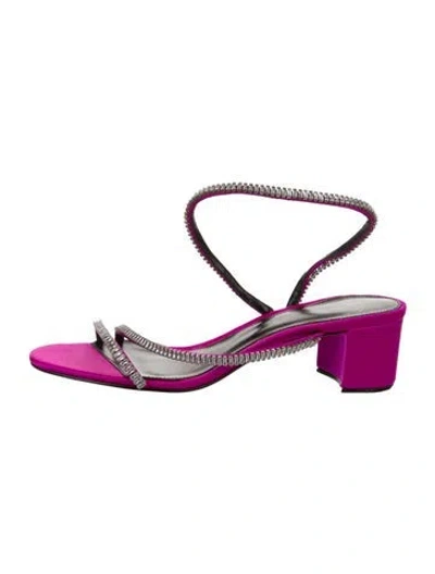 Pre-owned Alexandre Birman Satin Crystal Embellishments Sandals In Purple