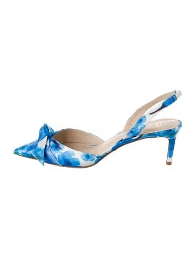 Pre-owned Alexandre Birman Satin Floral Print Slingback Pumps W/ Tags In Blue