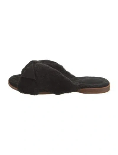 Pre-owned Alexandre Birman Shearling Slides In Black