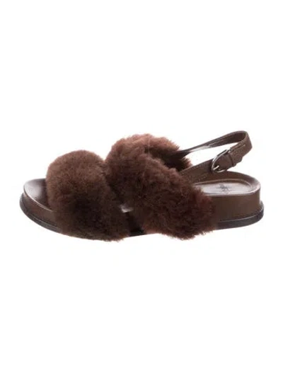 Pre-owned Alexandre Birman Shearling Slingback Sandals In Brown