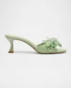Alexandre Birman Sierra 60 Crystal Kitten Mule Sandals In Retro Green
