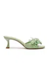 Alexandre Birman Sierra 60 Crystal Kitten Mule Sandals In Green