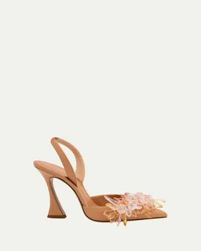 Alexandre Birman Sierra Crystal Leather Slingback Pumps In Papaya
