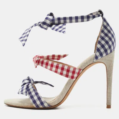 Pre-owned Alexandre Birman Size 37.5 Multicolor Fabric Ankle Strap Sandals