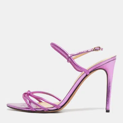 Pre-owned Alexandre Birman Size 41 Purple Leather Ankle Strap Sandals