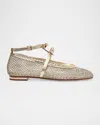 Alexandre Birman Slim Clarita Bow-strap Fishnet Ballerina Flats In Golden