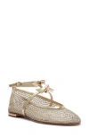 Alexandre Birman Slim Clarita Bow-strap Fishnet Ballerina Flats In Golden