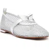 Alexandre Birman Slim Clarita Fishnet Mary Jane Ballet Flat In Silver