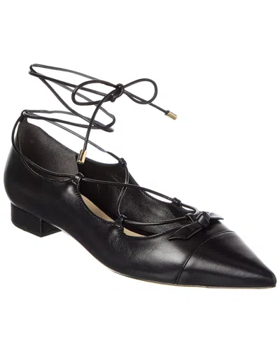Alexandre Birman Slim Clarita Lace-up Leather Flat In Black