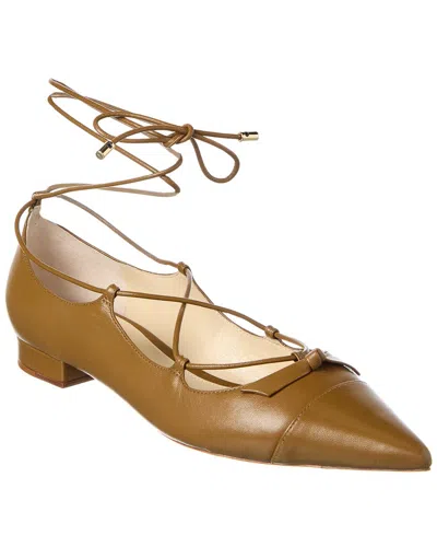 Alexandre Birman Slim Clarita Lace-up Leather Flat In Green