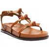 Alexandre Birman Lolita Ankle-strap Knot Leather Flat Sandals In Espresso