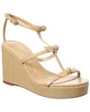 Alexandre Birman Slim Lolita Leather Wedge Sandal In Nude