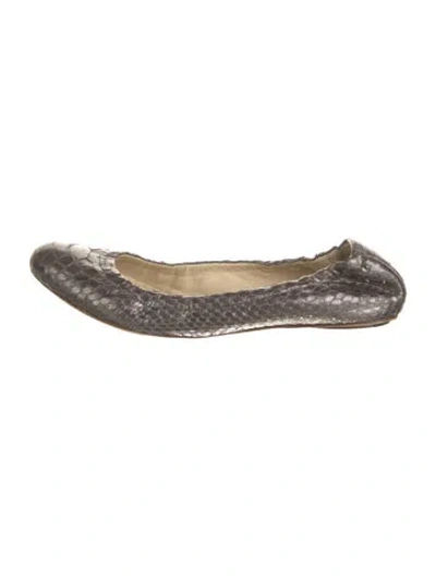 Pre-owned Alexandre Birman Snakeskin Animal Print Ballet Flats In Gray