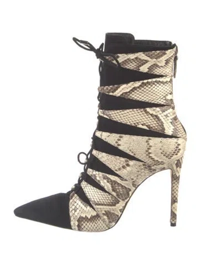 Pre-owned Alexandre Birman Snakeskin Animal Print Boots In Black/neutrals