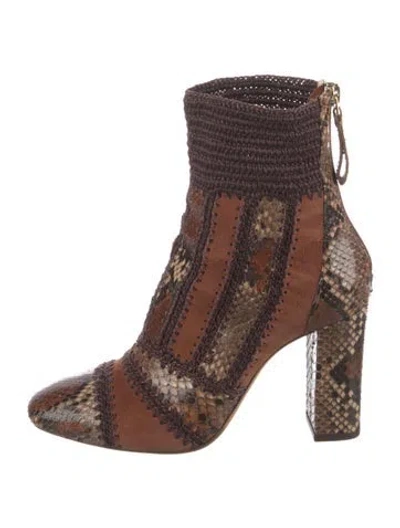 Pre-owned Alexandre Birman Snakeskin Animal Print Boots In Brown