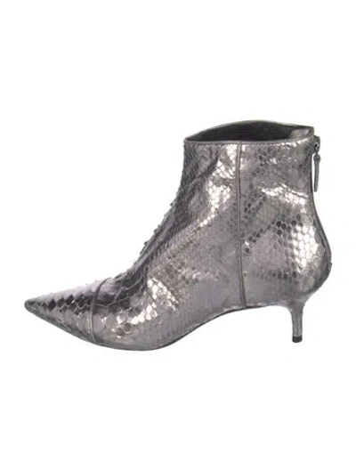 Pre-owned Alexandre Birman Snakeskin Animal Print Boots In Grey