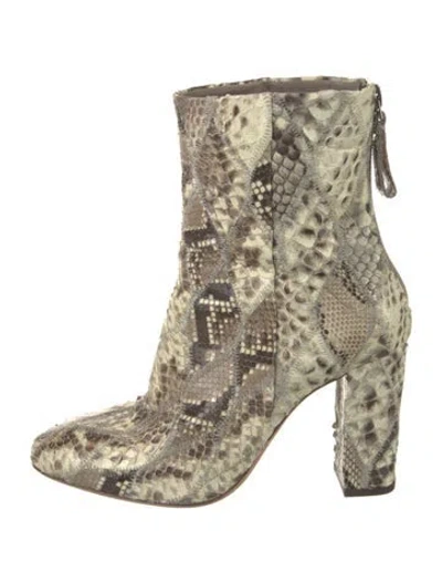 Pre-owned Alexandre Birman Snakeskin Animal Print Boots In Neutral