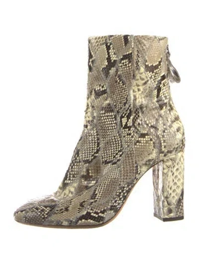 Pre-owned Alexandre Birman Snakeskin Animal Print Boots In Neutral