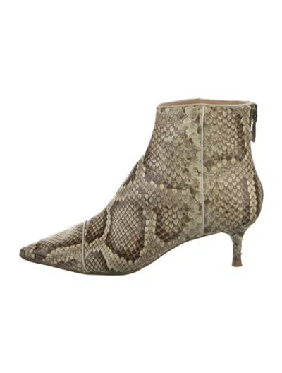 Pre-owned Alexandre Birman Snakeskin Animal Print Boots In Neutral