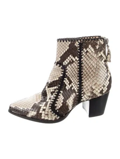Pre-owned Alexandre Birman Snakeskin Animal Print Boots In Neutral