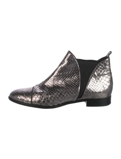 Pre-owned Alexandre Birman Snakeskin Animal Print Chelsea Boots In Gray