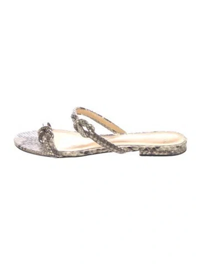 Pre-owned Alexandre Birman Snakeskin Animal Print Flats In Gray